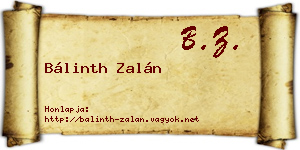 Bálinth Zalán névjegykártya